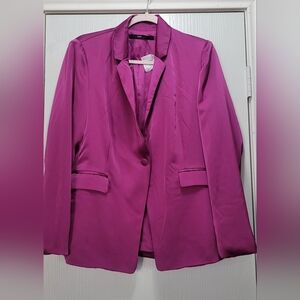 Hazel Magenta Blazer Satin Botton Front Blazer  Size M